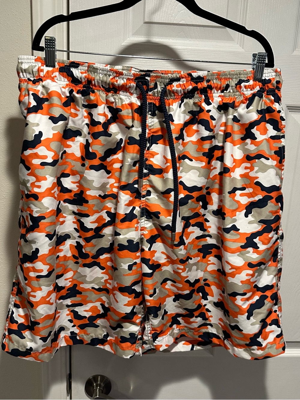 Men's Orange Camo Swim Trunks with Elastic Waist 3X
